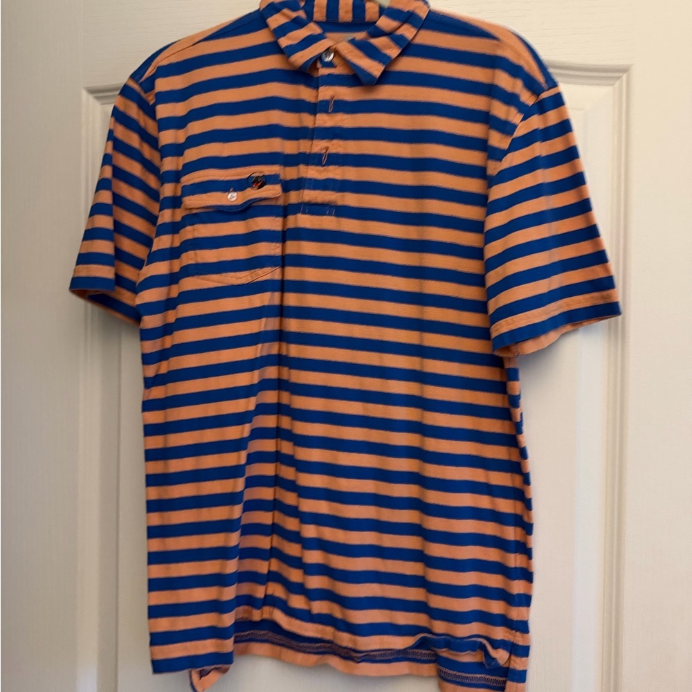Southern Proper Orange and Blue Striped Polo